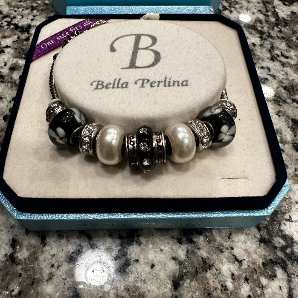 Bella perlina bracelet one size black/ sliver beads